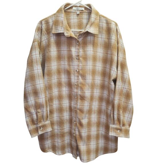 CHIC SOUL Shacket size 1X mustard plaid - Picture 1 of 7